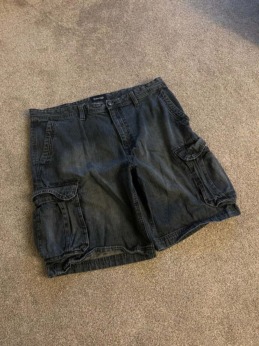 Y2K VTG St John's Bay Vintage Denim Cargo Shorts Mens Size 38 Dark Wash Blue